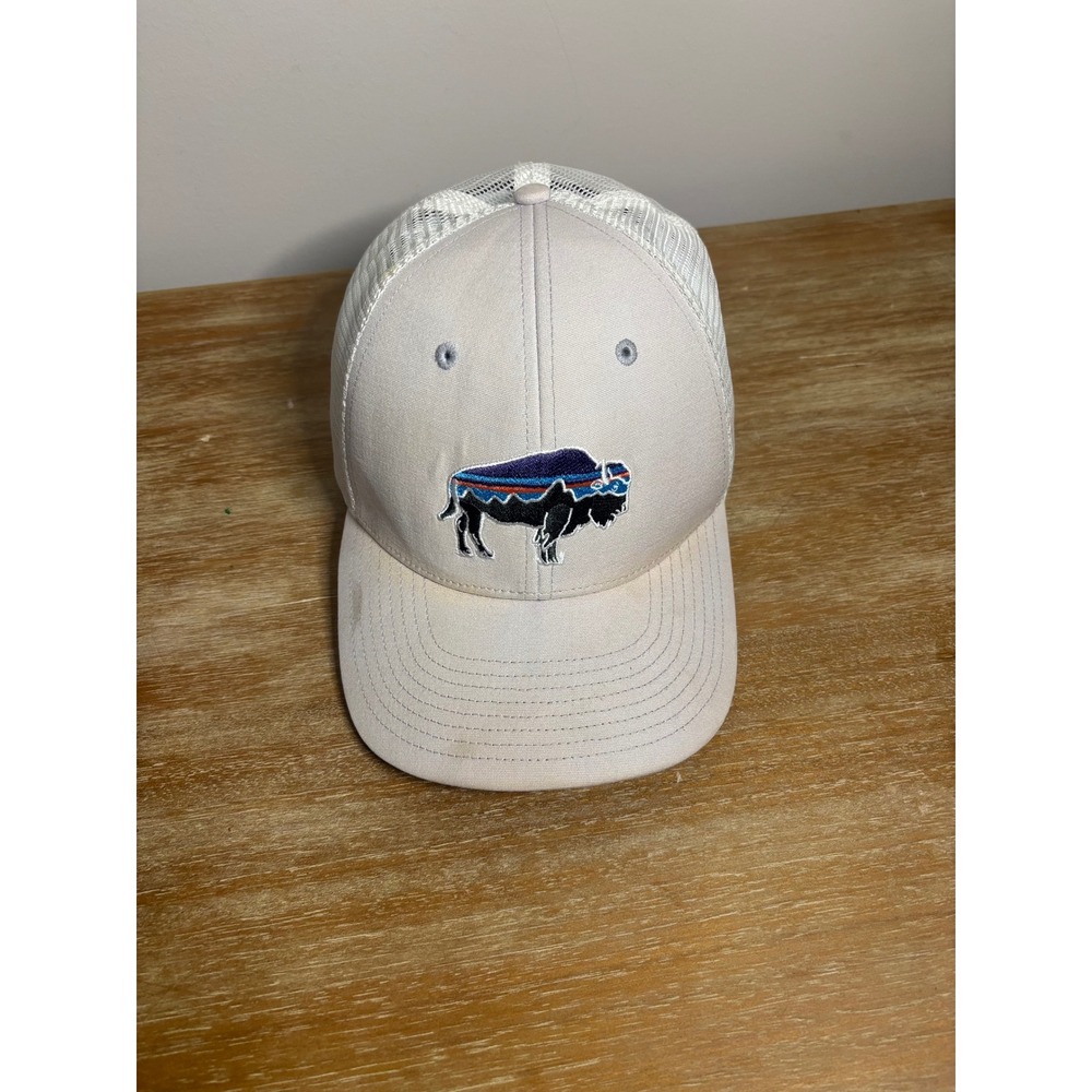 Patagonia Buffalo Trucker Hat Mesh Back Snapback Beige Outdoor Adventure